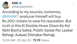  bollywood, kamal r khan, tweet, opinion poll, krk, salman, film, kisi ka bhai kisi ki jaan